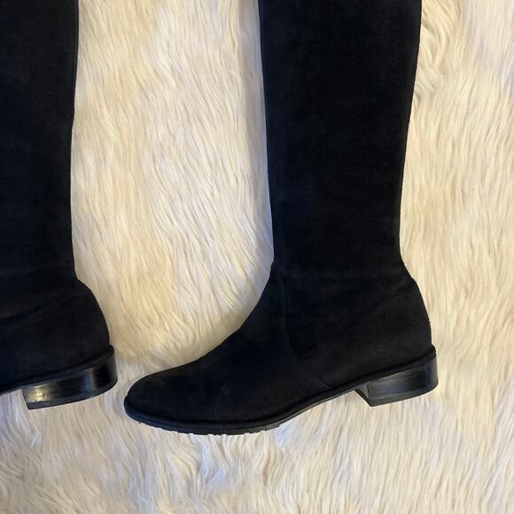 Stuart Weitzman Lowland Over The Knee Boots Thigh High Suede Block Heel Flat - Picture 11 of 15